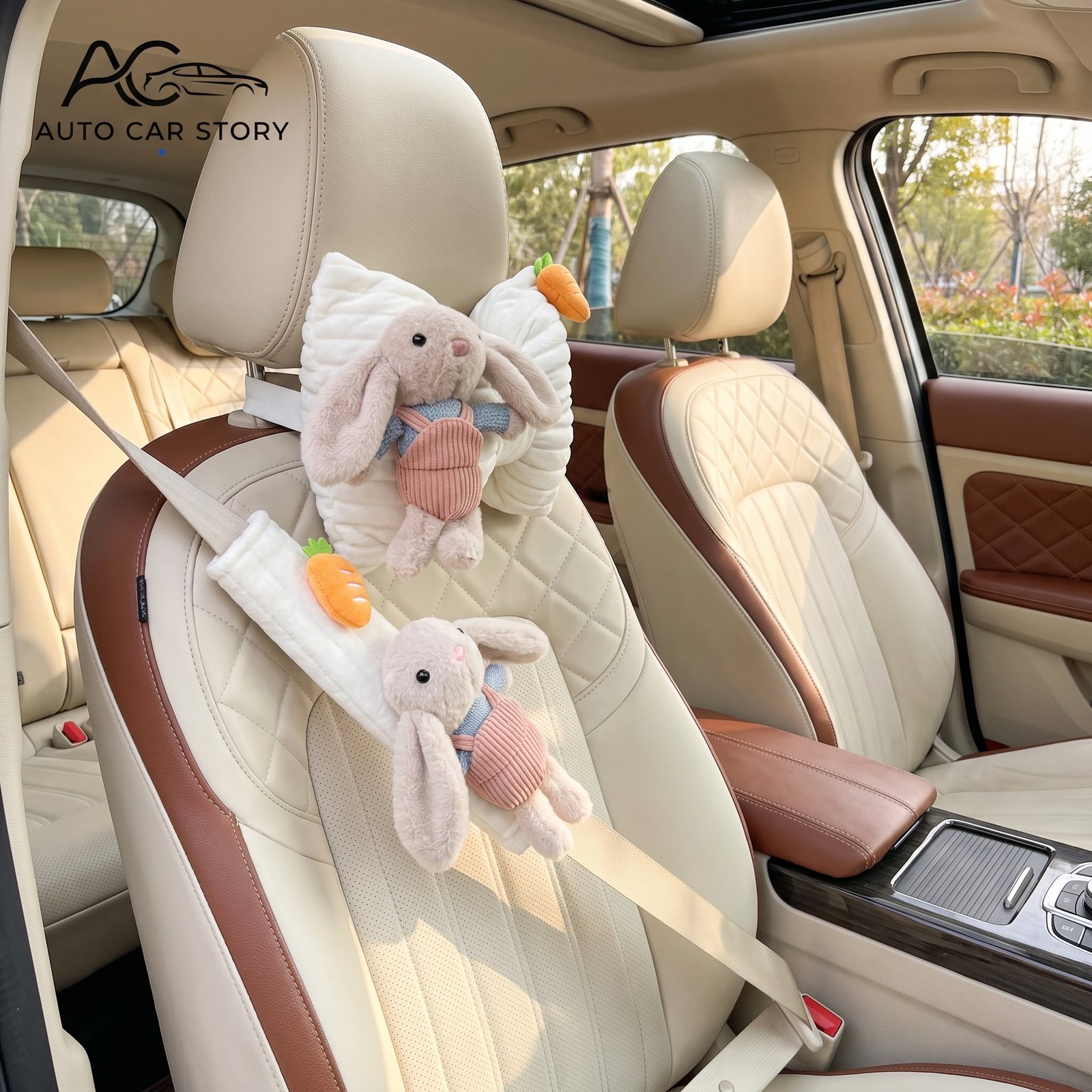 Cute Rabbit Car Headrest & Neck Pillow Set - Image 10