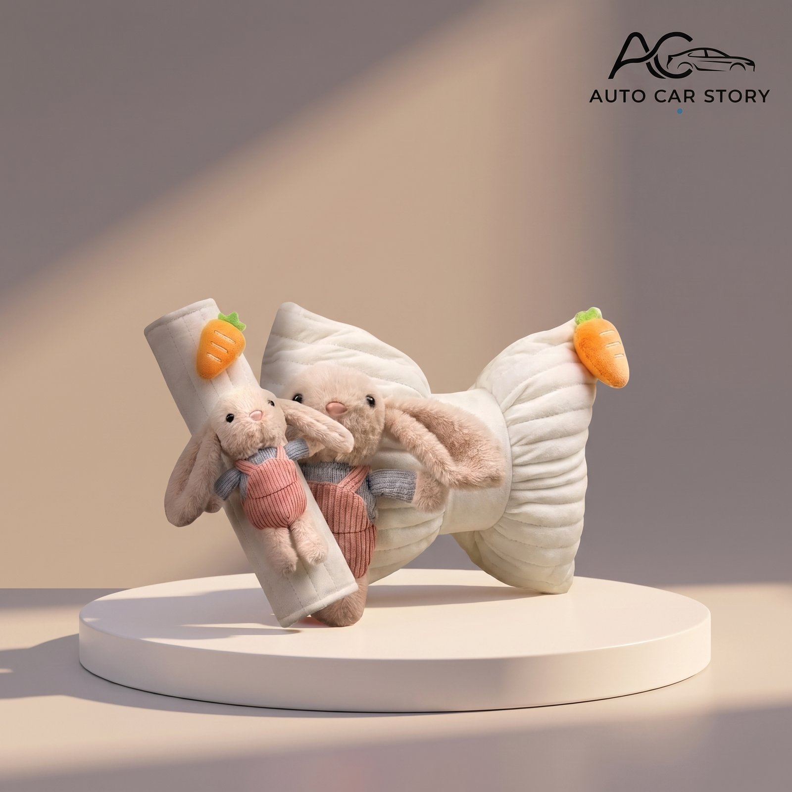 Cute Rabbit Car Headrest & Neck Pillow Set
