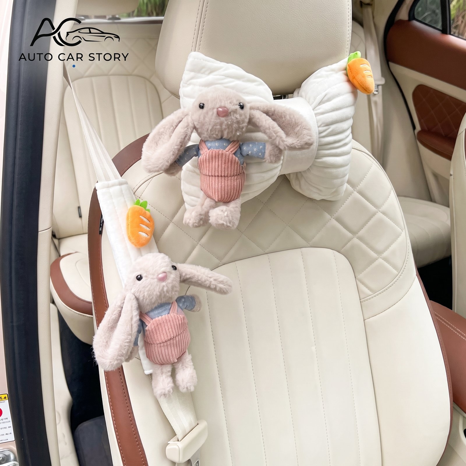 Cute Rabbit Car Headrest & Neck Pillow Set - Image 8