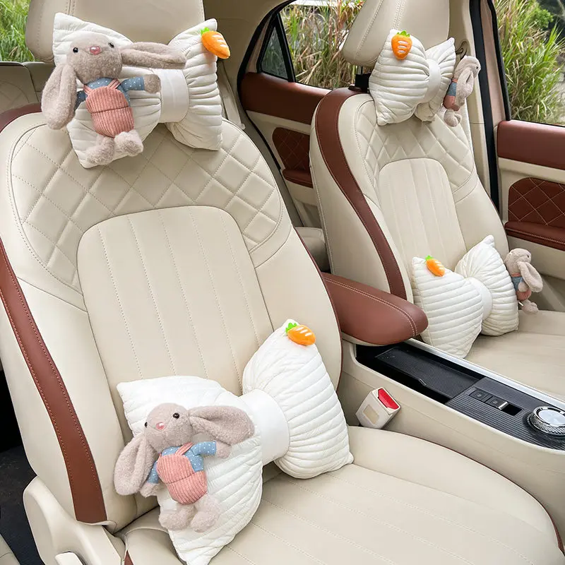 Cute Rabbit Car Headrest & Neck Pillow Set - Image 5