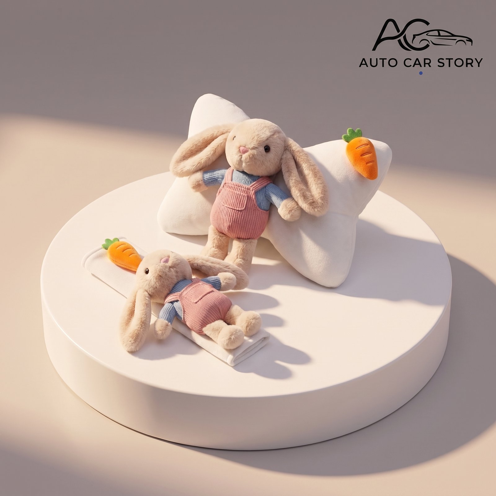Cute Rabbit Car Headrest & Neck Pillow Set - Image 2